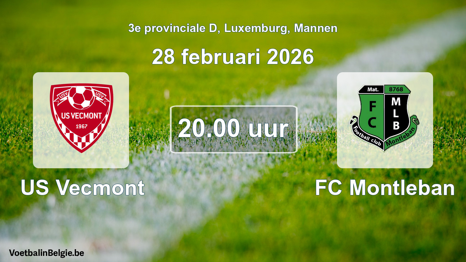 Geplande wedstrijd mannenvoetbal: US Vecmont - FC Montleban (28 februari 2026)