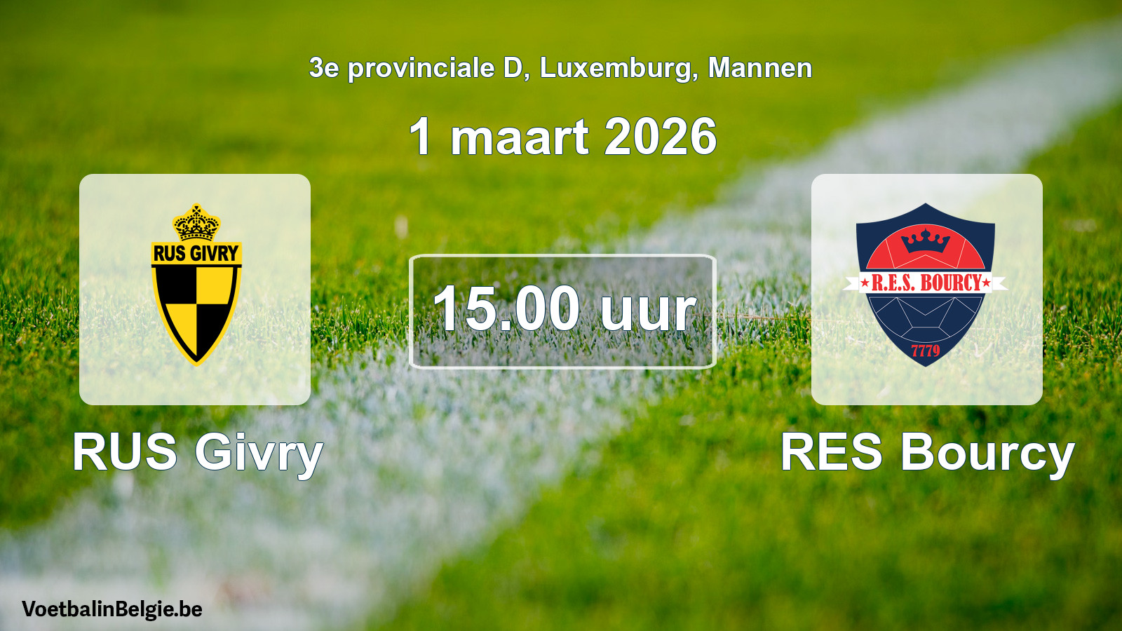 Geplande wedstrijd mannenvoetbal: RUS Givry - RES Bourcy (1 maart 2026)