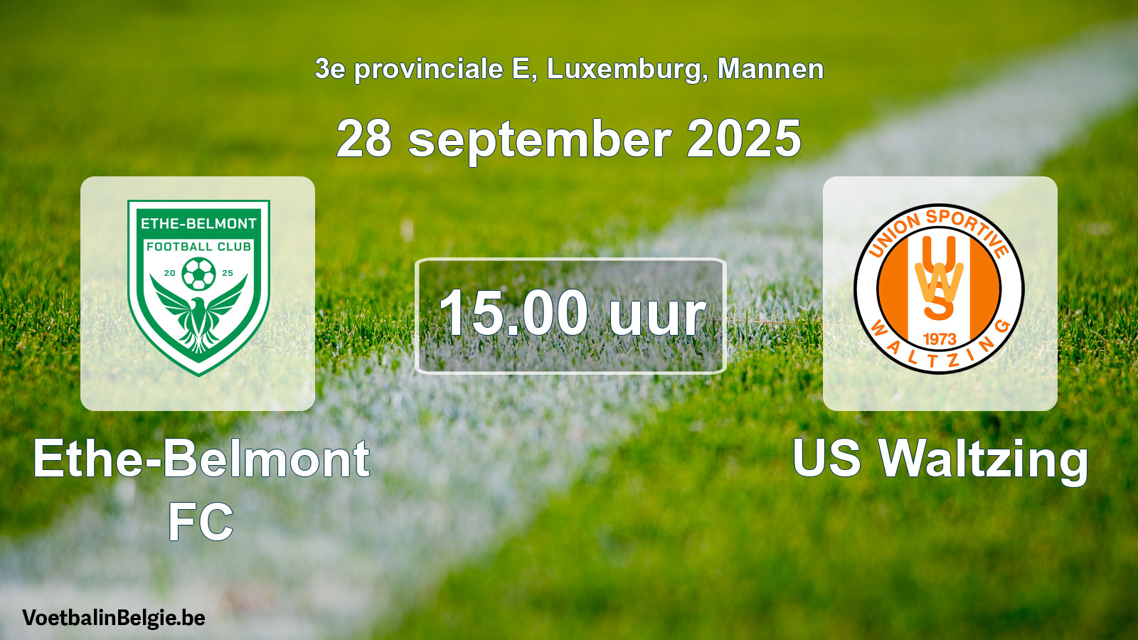 Geplande wedstrijd mannenvoetbal: Ethe-Belmont FC - US Waltzing (28 september 2025)