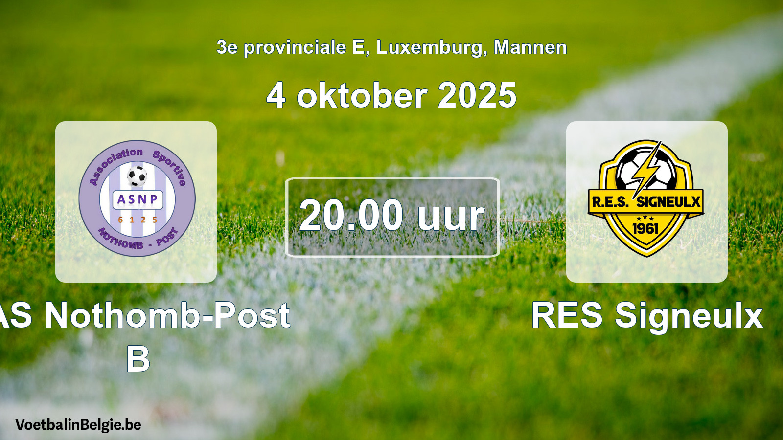 Geplande wedstrijd mannenvoetbal: AS Nothomb-Post B - RES Signeulx (4 oktober 2025)