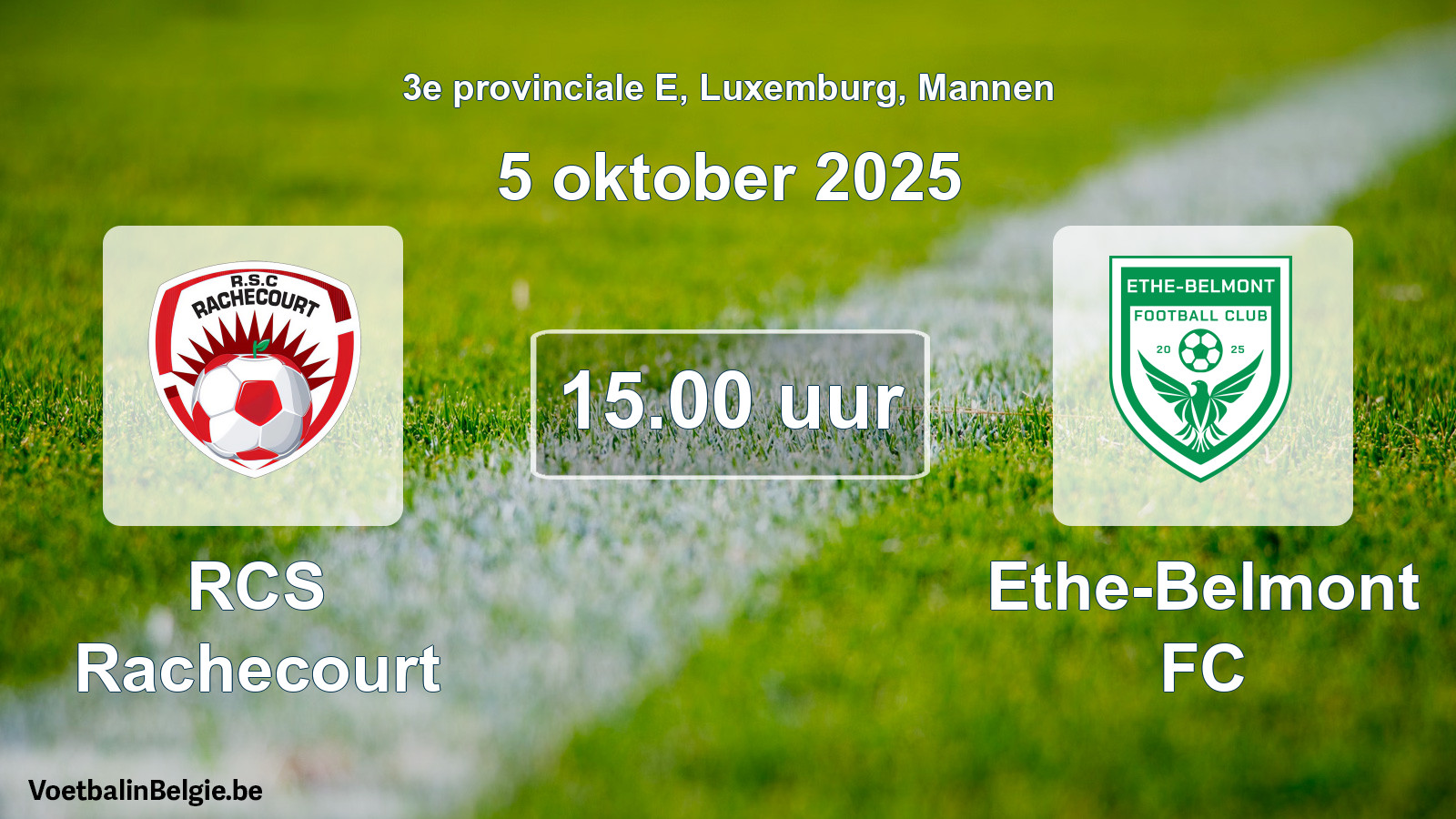 Geplande wedstrijd mannenvoetbal: RCS Rachecourt - Ethe-Belmont FC (5 oktober 2025)