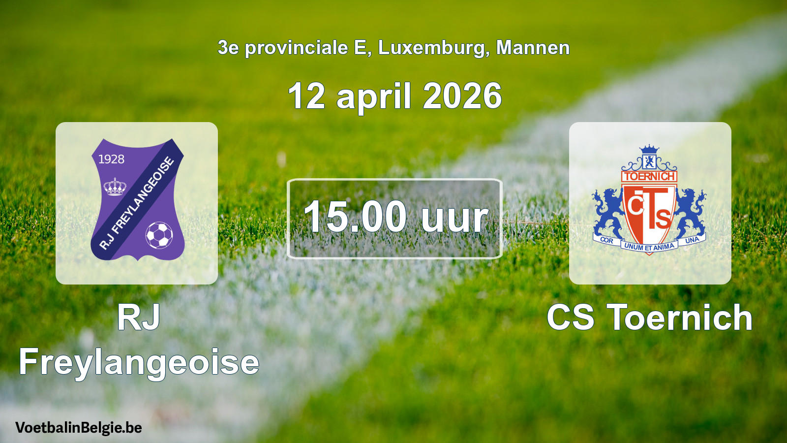 Geplande wedstrijd mannenvoetbal: RJ Freylangeoise - CS Toernich (12 april 2026)