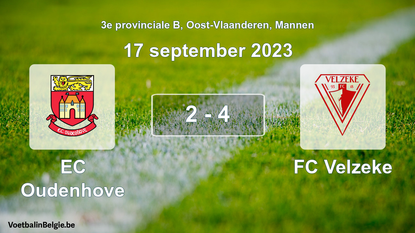 Gespeelde wedstrijd mannenvoetbal: EC Oudenhove - FC Velzeke 2 - 4 (17 september 2023)