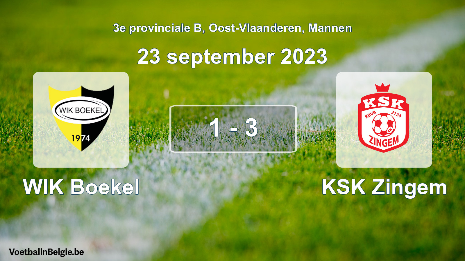 Gespeelde wedstrijd mannenvoetbal: WIK Boekel - KSK Zingem 1 - 3 (23 september 2023)