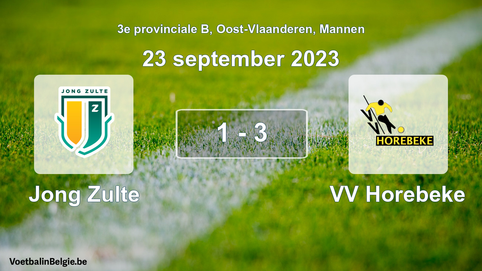 Gespeelde wedstrijd mannenvoetbal: Jong Zulte - VV Horebeke 1 - 3 (23 september 2023)