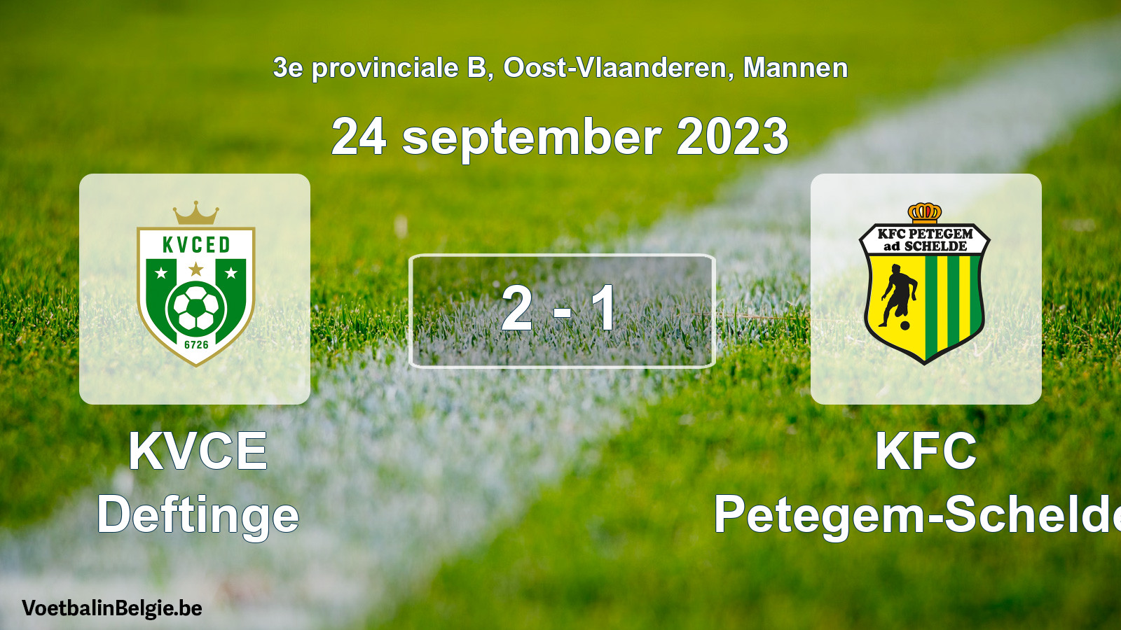 Gespeelde wedstrijd mannenvoetbal: KVCE Deftinge - KFC Petegem-Schelde 2 - 1 (24 september 2023)