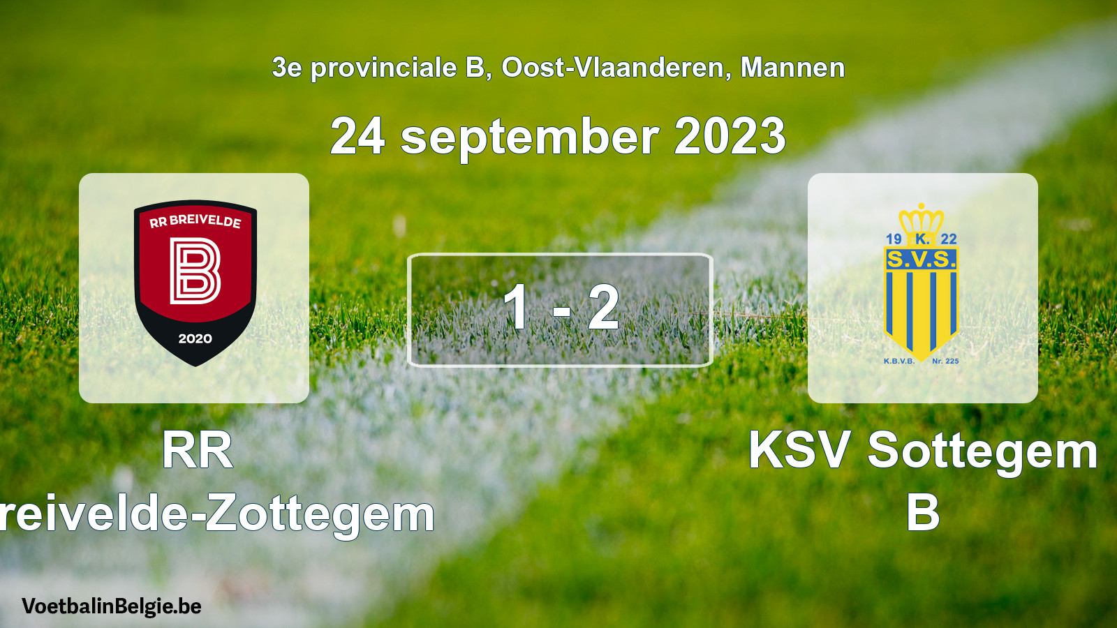 Gespeelde wedstrijd mannenvoetbal: RR Breivelde-Zottegem - KSV Sottegem B 1 - 2 (24 september 2023)
