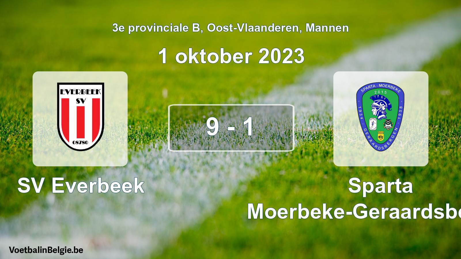 Gespeelde wedstrijd mannenvoetbal: SV Everbeek - Sparta Moerbeke-Geraardsbergen 9 - 1 (1 oktober 2023)