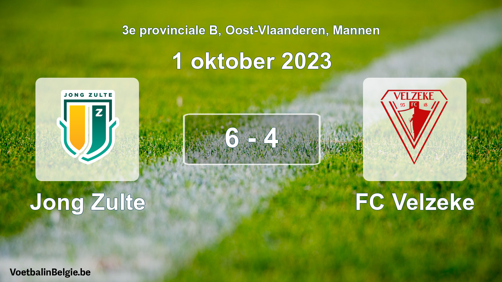 Gespeelde wedstrijd mannenvoetbal: Jong Zulte - FC Velzeke 6 - 4 (1 oktober 2023)