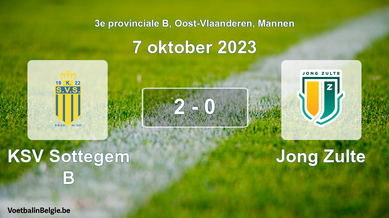 Gespeelde wedstrijd mannenvoetbal: KSV Sottegem B - Jong Zulte 2 - 0 (7 oktober 2023)