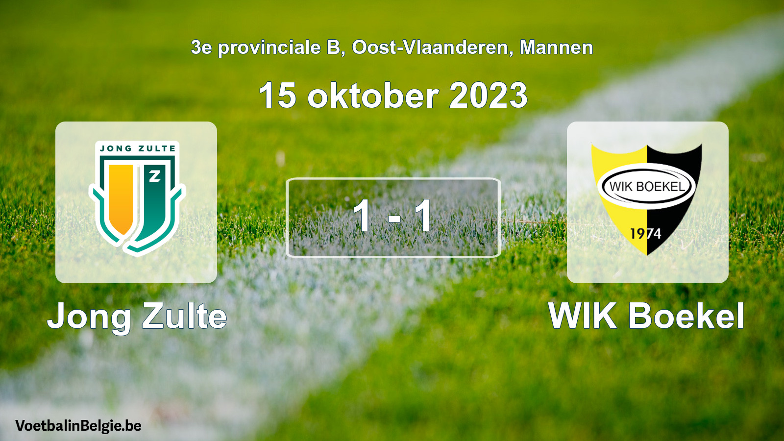 Gespeelde wedstrijd mannenvoetbal: Jong Zulte - WIK Boekel 1 - 1 (15 oktober 2023)