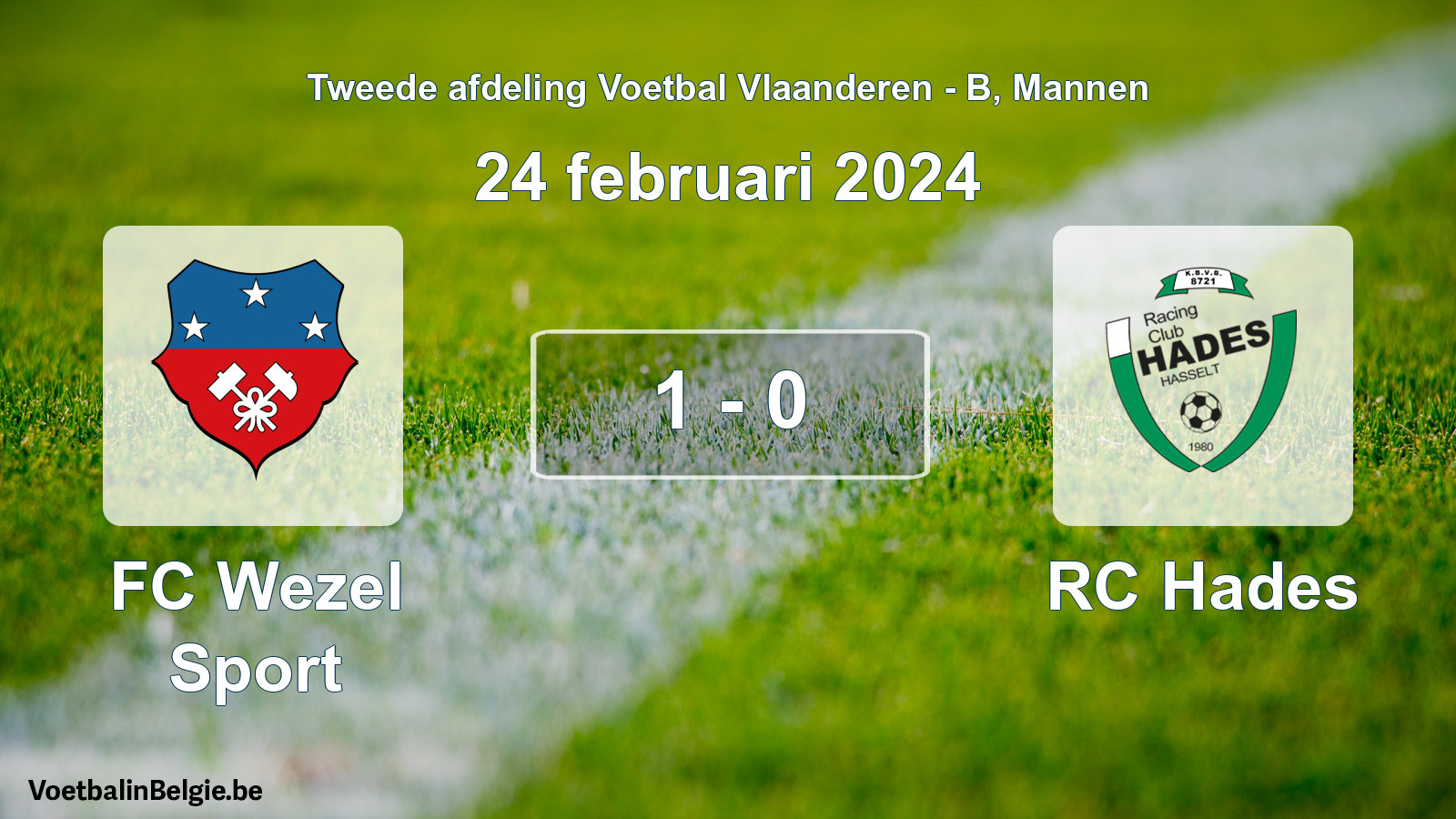 Gespeelde wedstrijd mannenvoetbal: FC Wezel Sport - RC Hades 1 - 0 (24 februari 2024)