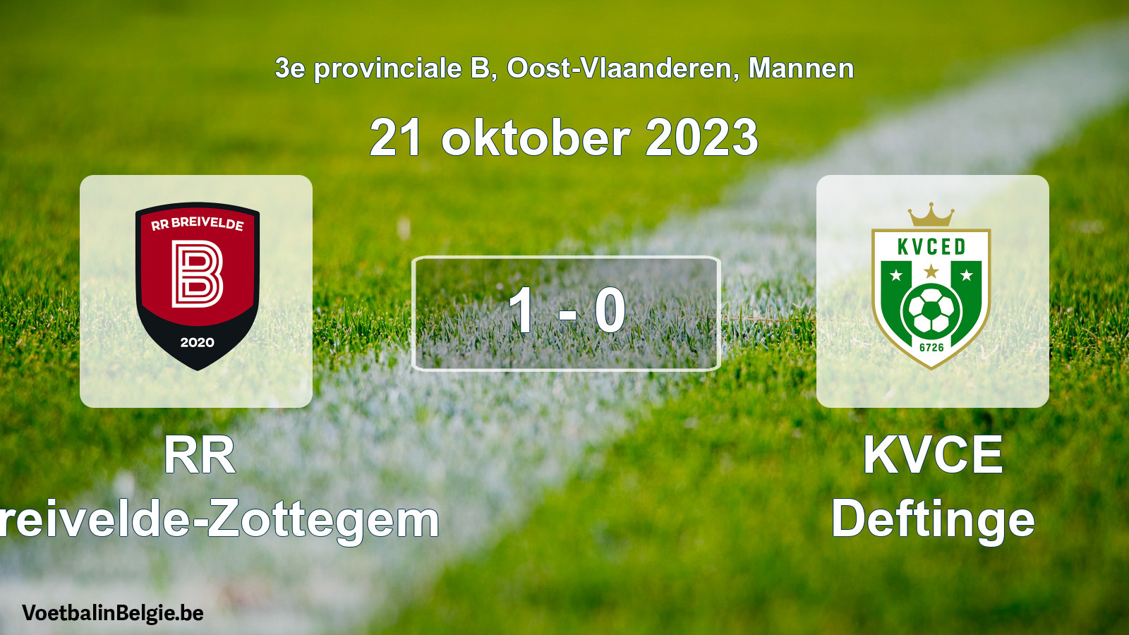 Gespeelde wedstrijd mannenvoetbal: RR Breivelde-Zottegem - KVCE Deftinge 1 - 0 (21 oktober 2023)