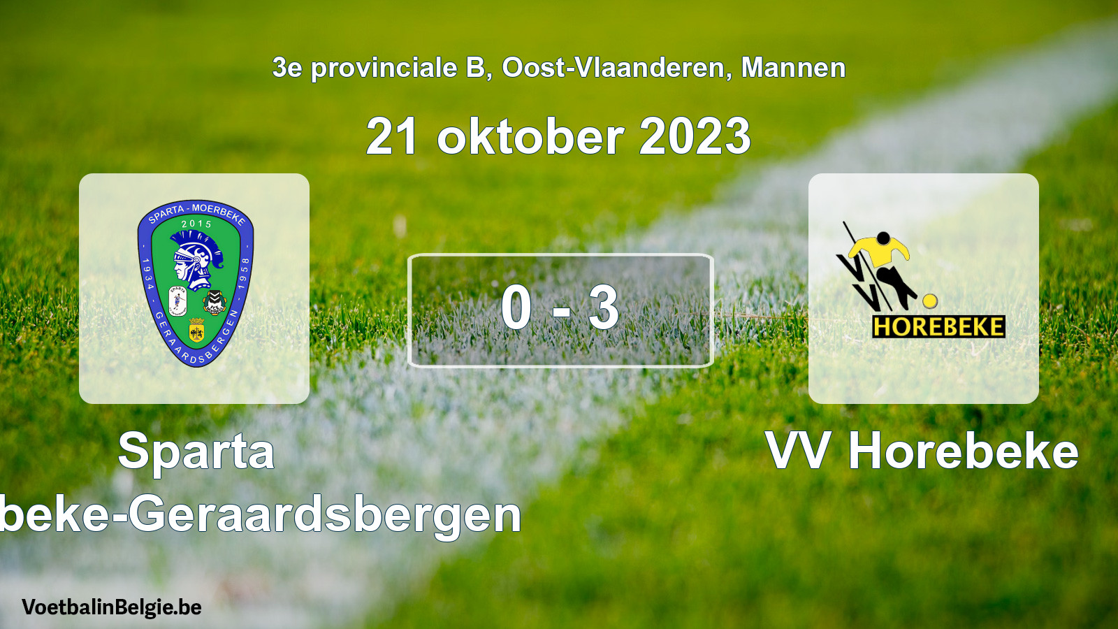Gespeelde wedstrijd mannenvoetbal: Sparta Moerbeke-Geraardsbergen - VV Horebeke 0 - 3 (21 oktober 2023)