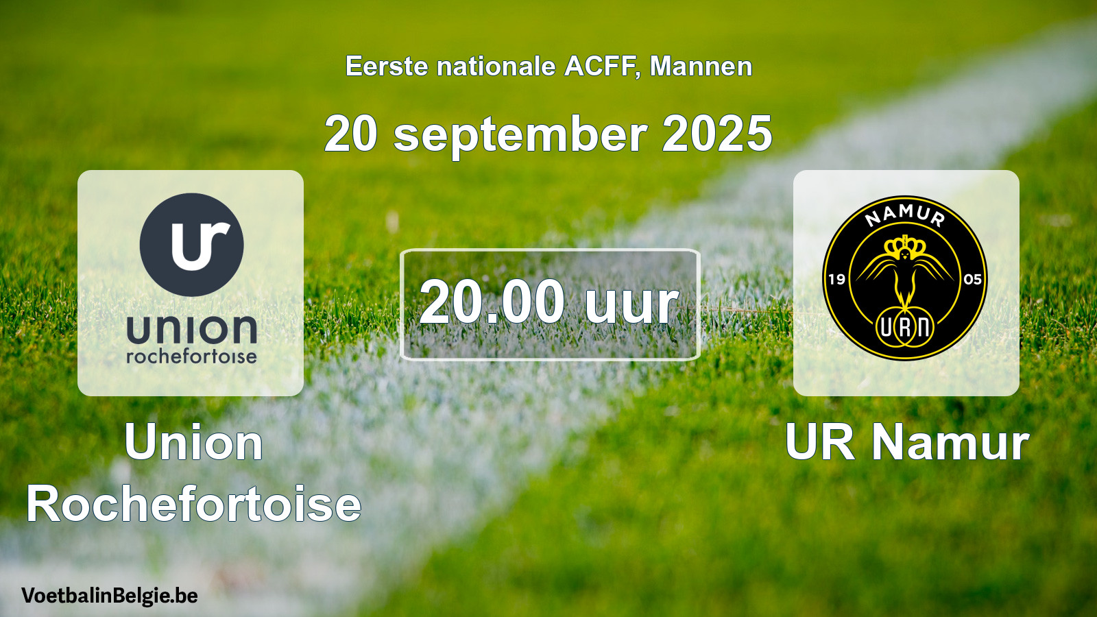 Geplande wedstrijd mannenvoetbal: Union Rochefortoise - UR Namur (20 september 2025)