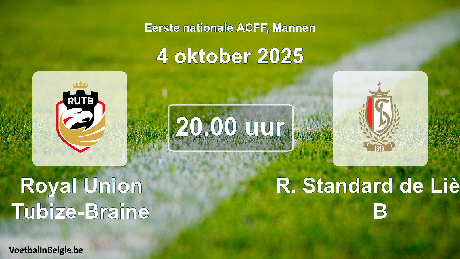 Geplande wedstrijd mannenvoetbal: Royal Union Tubize-Braine - R. Standard de Liège B (4 oktober 2025)