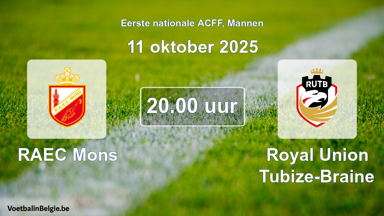 Geplande wedstrijd mannenvoetbal: RAEC Mons - Royal Union Tubize-Braine (11 oktober 2025)