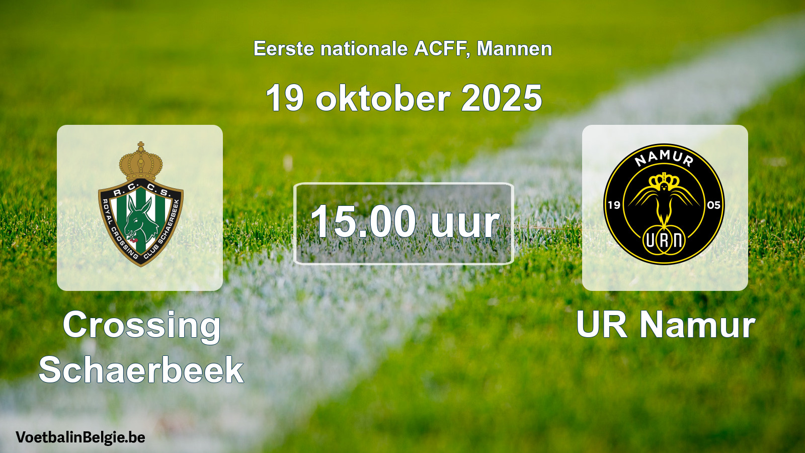 Geplande wedstrijd mannenvoetbal: Crossing Schaerbeek - UR Namur (19 oktober 2025)