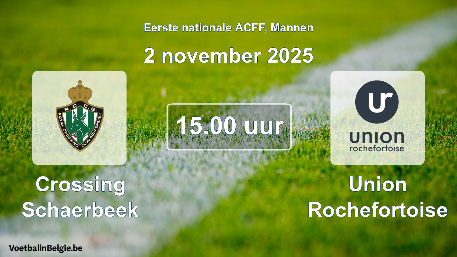 Geplande wedstrijd mannenvoetbal: Crossing Schaerbeek - Union Rochefortoise (2 november 2025)