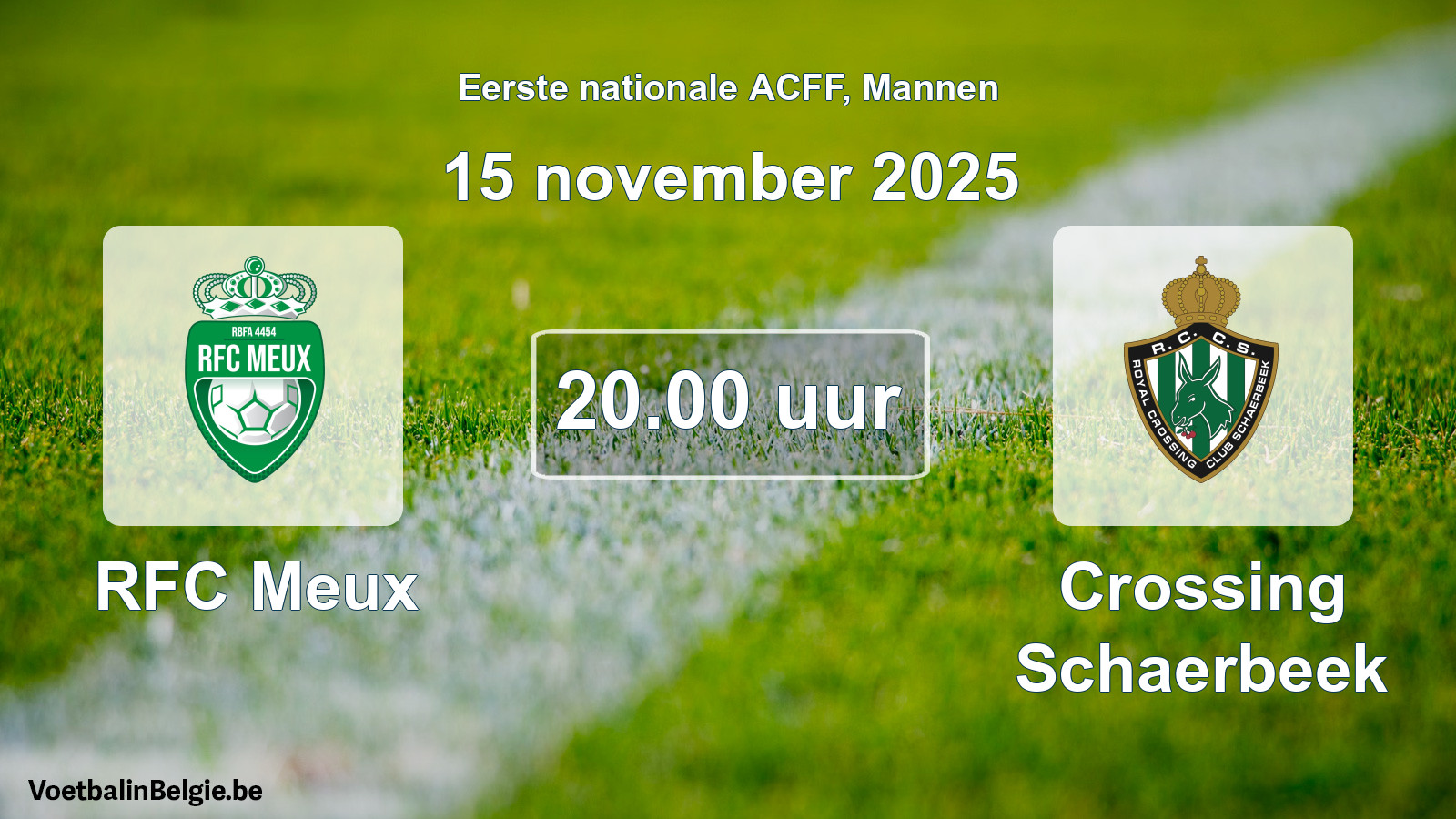 Geplande wedstrijd mannenvoetbal: RFC Meux - Crossing Schaerbeek (15 november 2025)