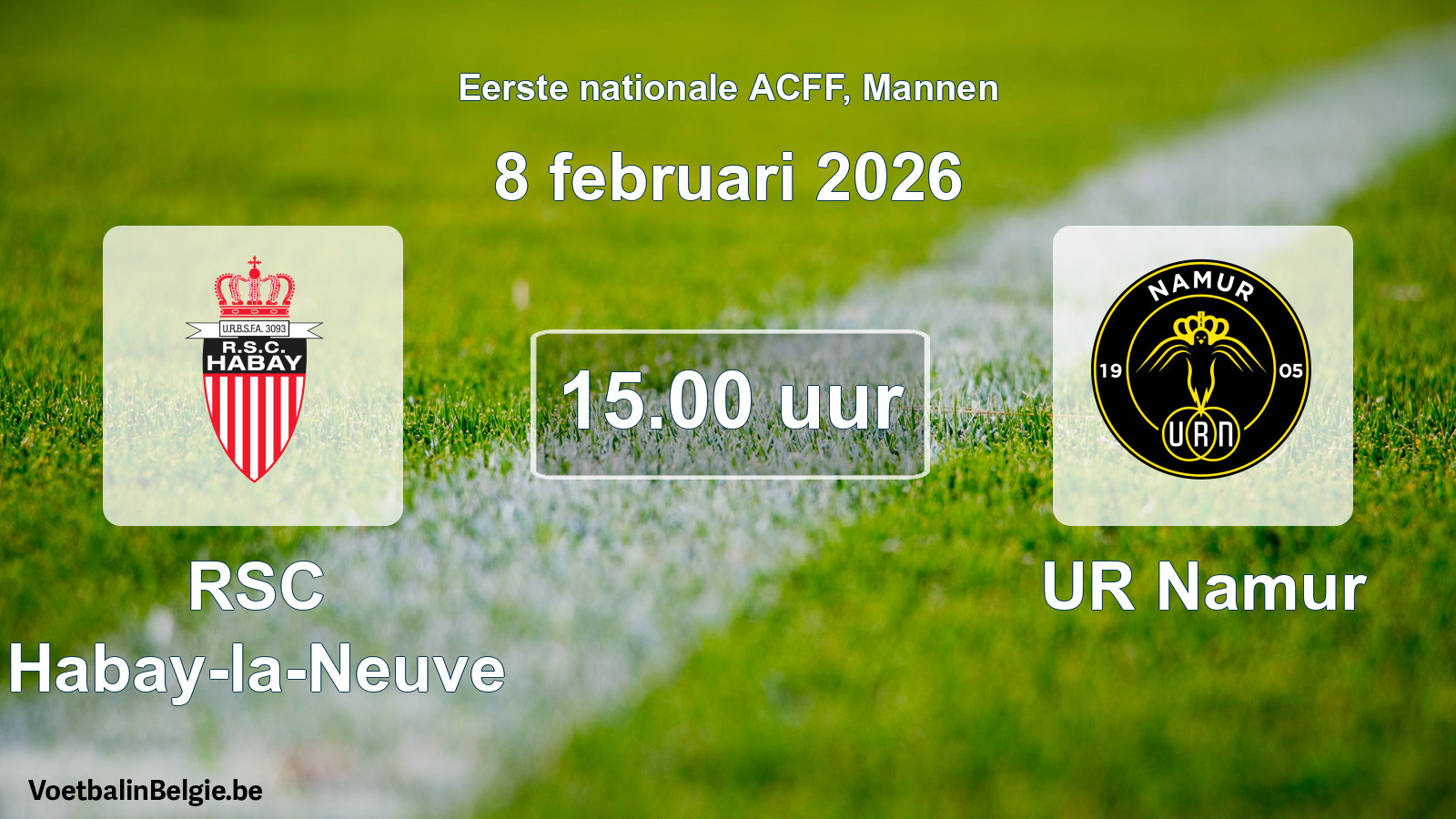 Geplande wedstrijd mannenvoetbal: RSC Habay-la-Neuve - UR Namur (8 februari 2026)