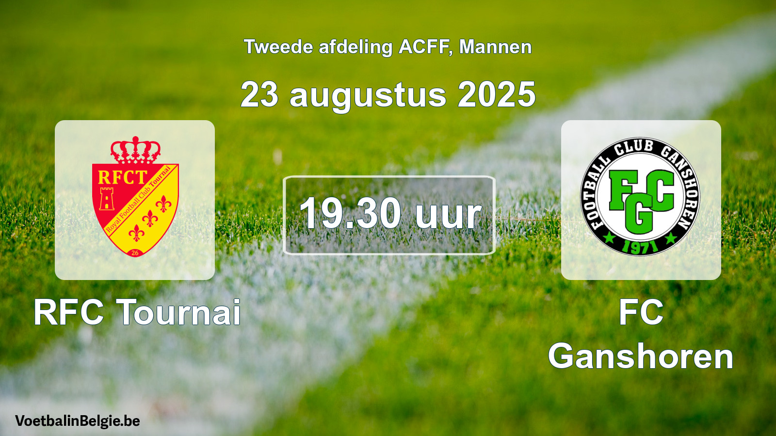 Geplande wedstrijd mannenvoetbal: RFC Tournai - FC Ganshoren (23 augustus 2025)