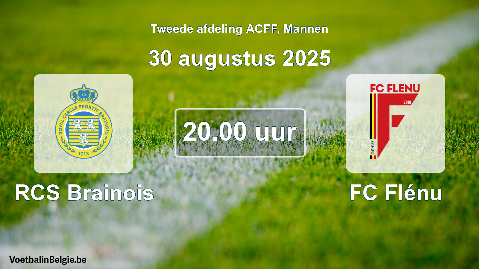 Geplande wedstrijd mannenvoetbal: RCS Brainois - FC Flénu (30 augustus 2025)
