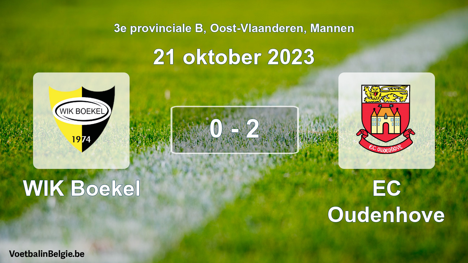 Gespeelde wedstrijd mannenvoetbal: WIK Boekel - EC Oudenhove 0 - 2 (21 oktober 2023)