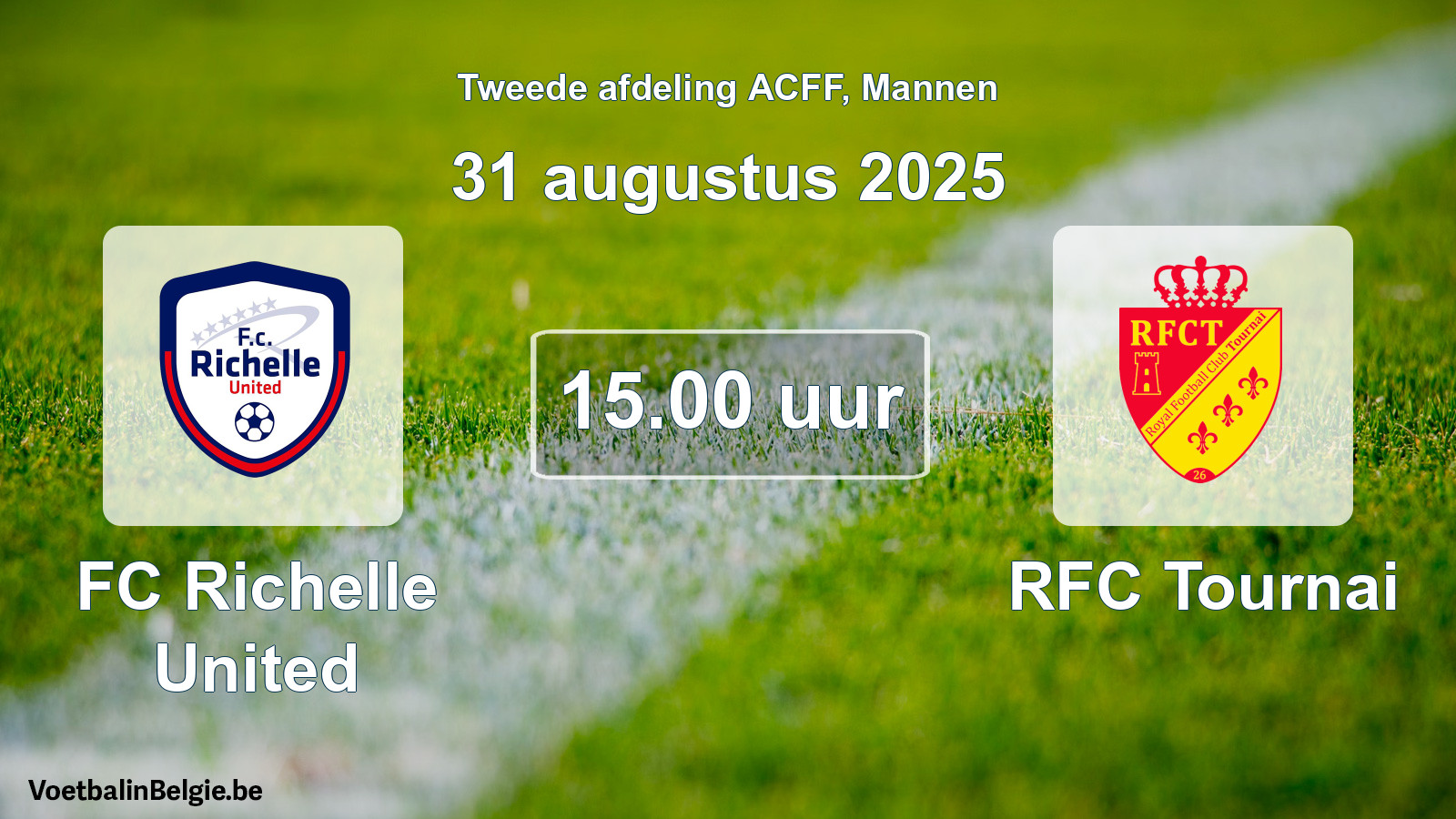 Geplande wedstrijd mannenvoetbal: FC Richelle United - RFC Tournai (31 augustus 2025)
