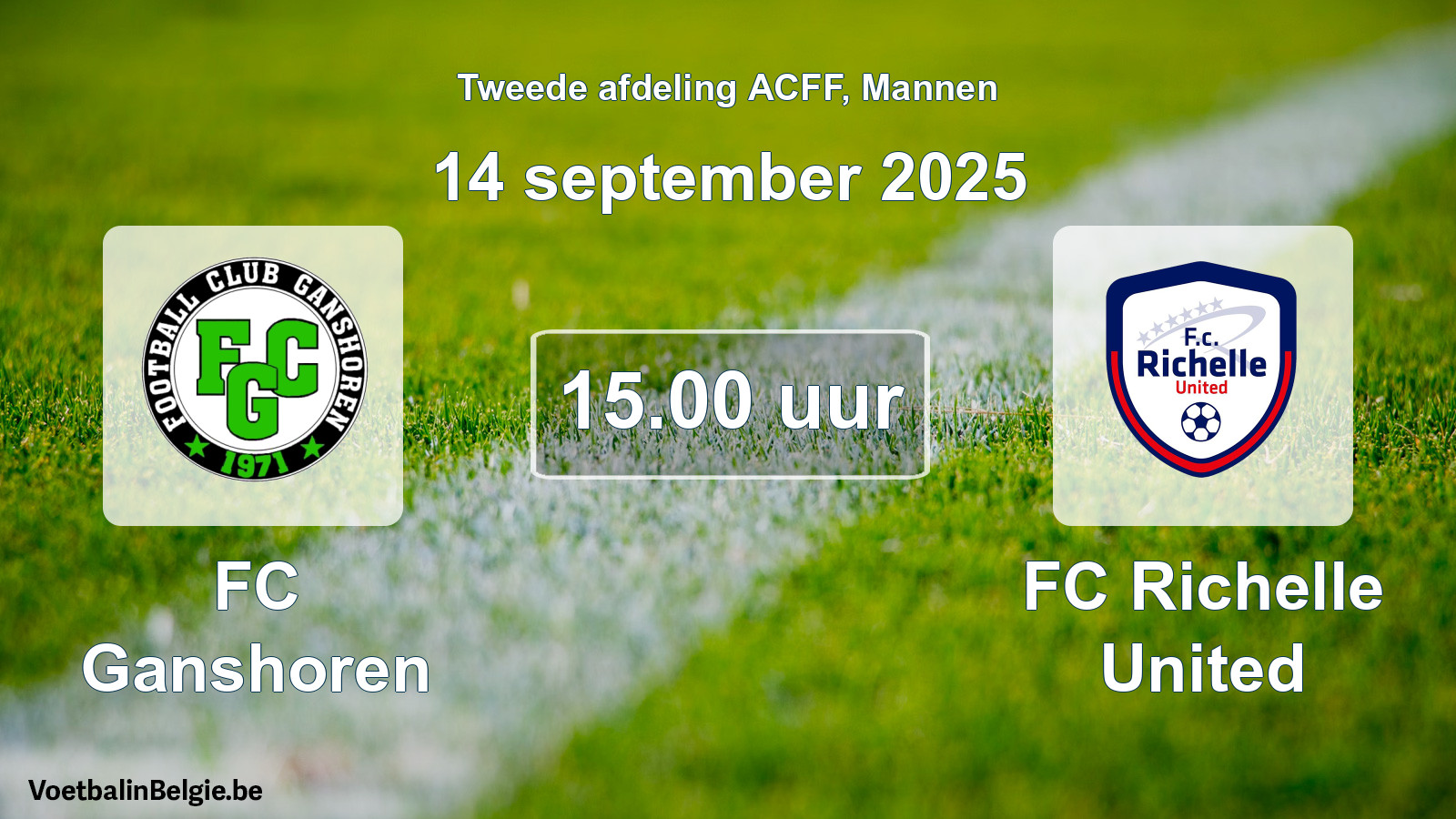 Geplande wedstrijd mannenvoetbal: FC Ganshoren - FC Richelle United (14 september 2025)
