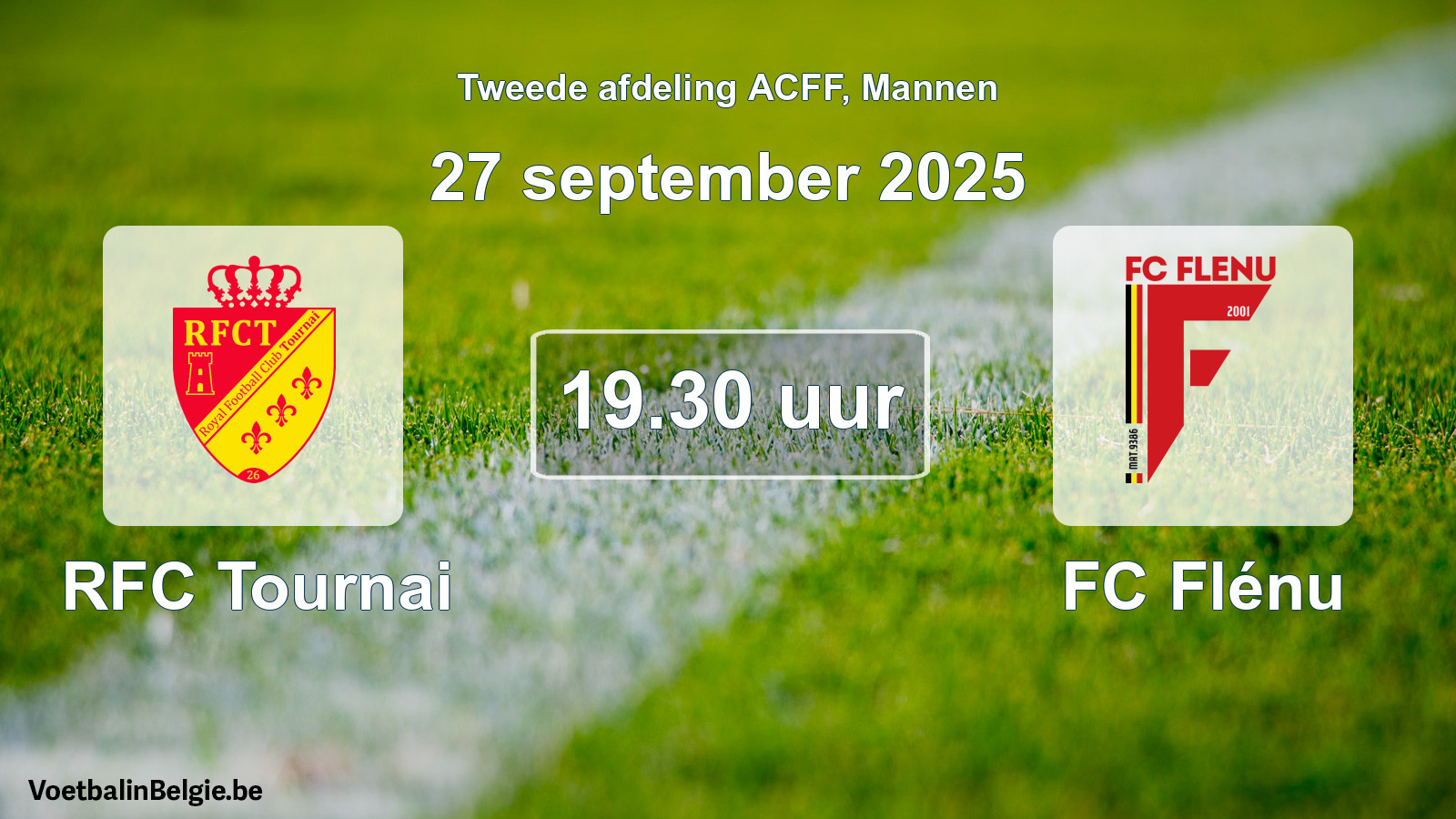 Geplande wedstrijd mannenvoetbal: RFC Tournai - FC Flénu (27 september 2025)