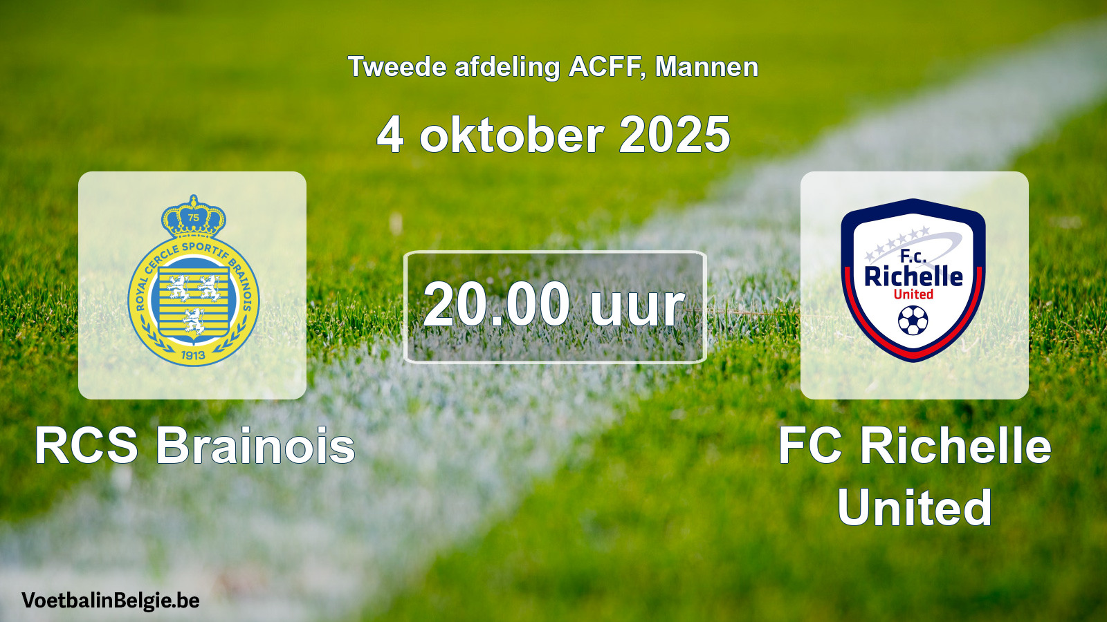 Geplande wedstrijd mannenvoetbal: RCS Brainois - FC Richelle United (4 oktober 2025)