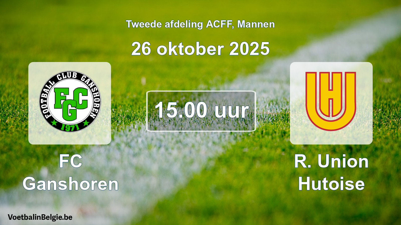 Geplande wedstrijd mannenvoetbal: FC Ganshoren - R. Union Hutoise (26 oktober 2025)