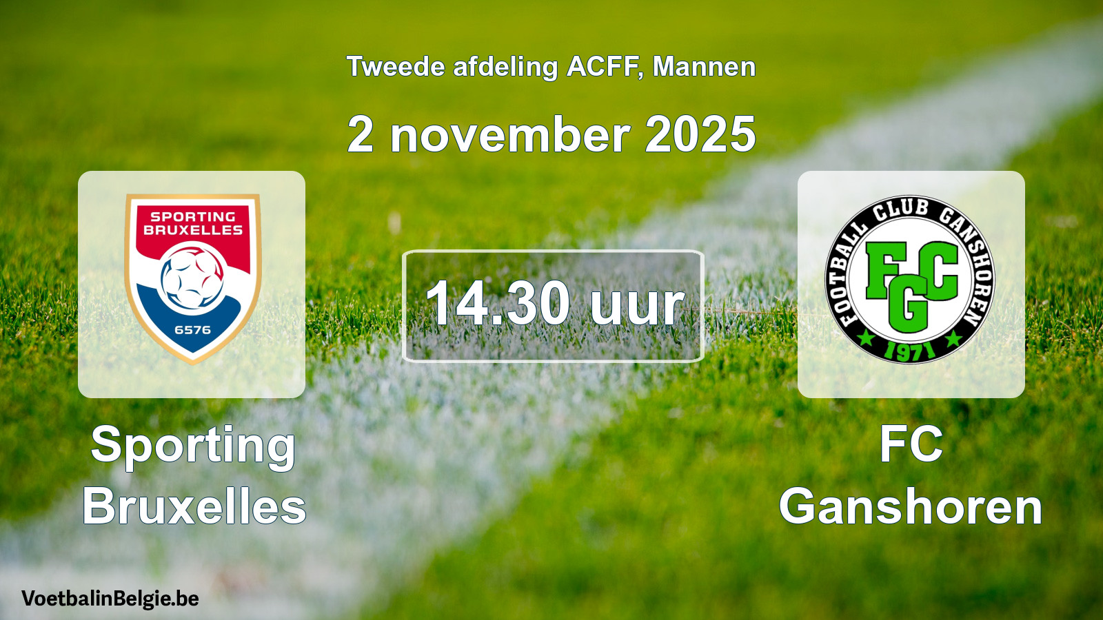 Geplande wedstrijd mannenvoetbal: Sporting Bruxelles - FC Ganshoren (2 november 2025)