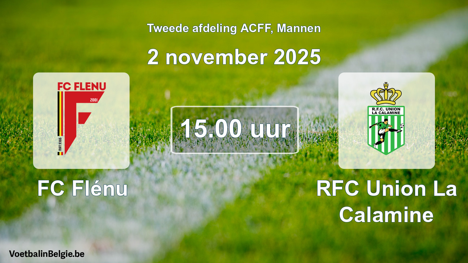Geplande wedstrijd mannenvoetbal: FC Flénu - RFC Union La Calamine (2 november 2025)