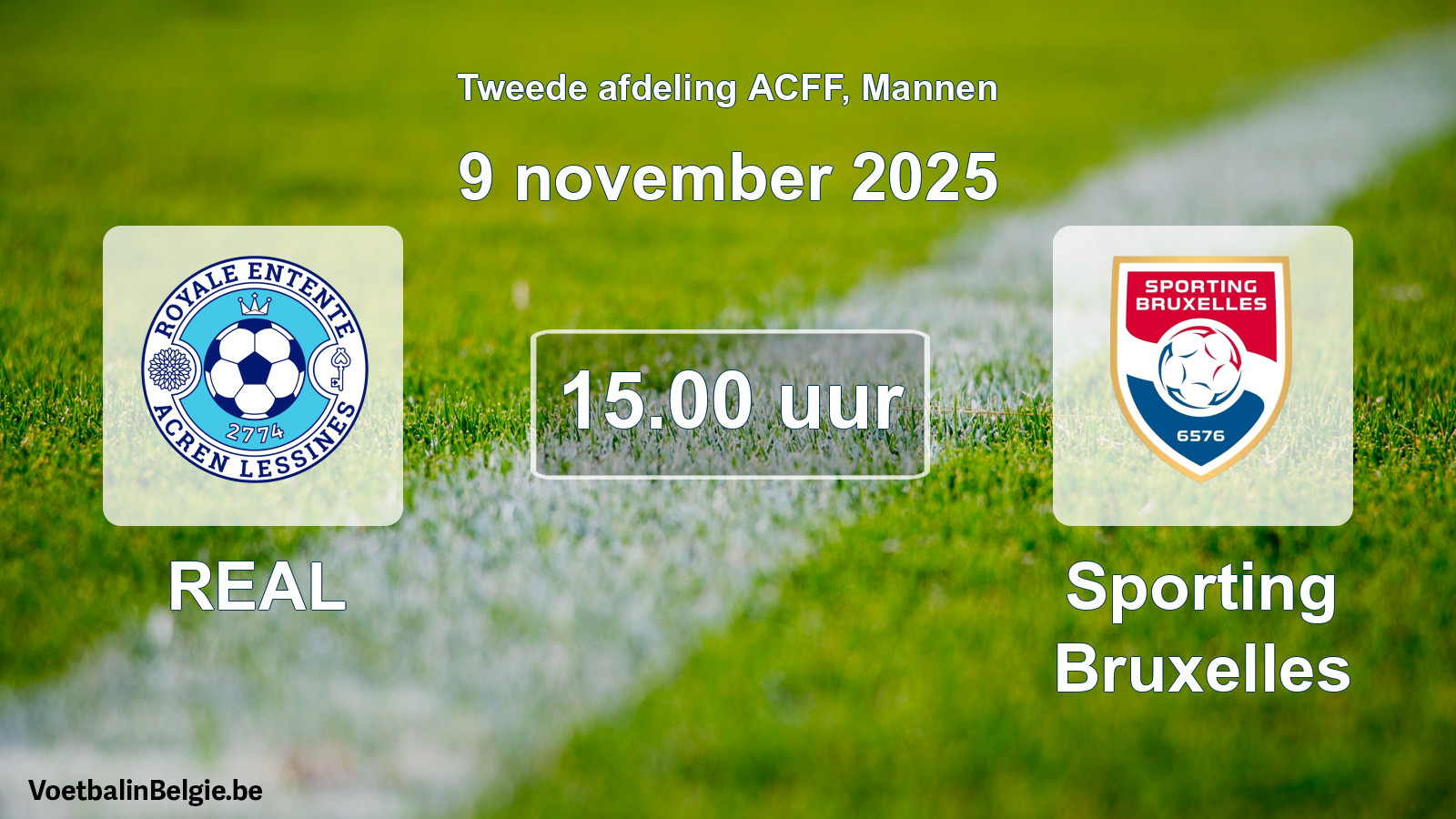 Geplande wedstrijd mannenvoetbal: REAL - Sporting Bruxelles (9 november 2025)