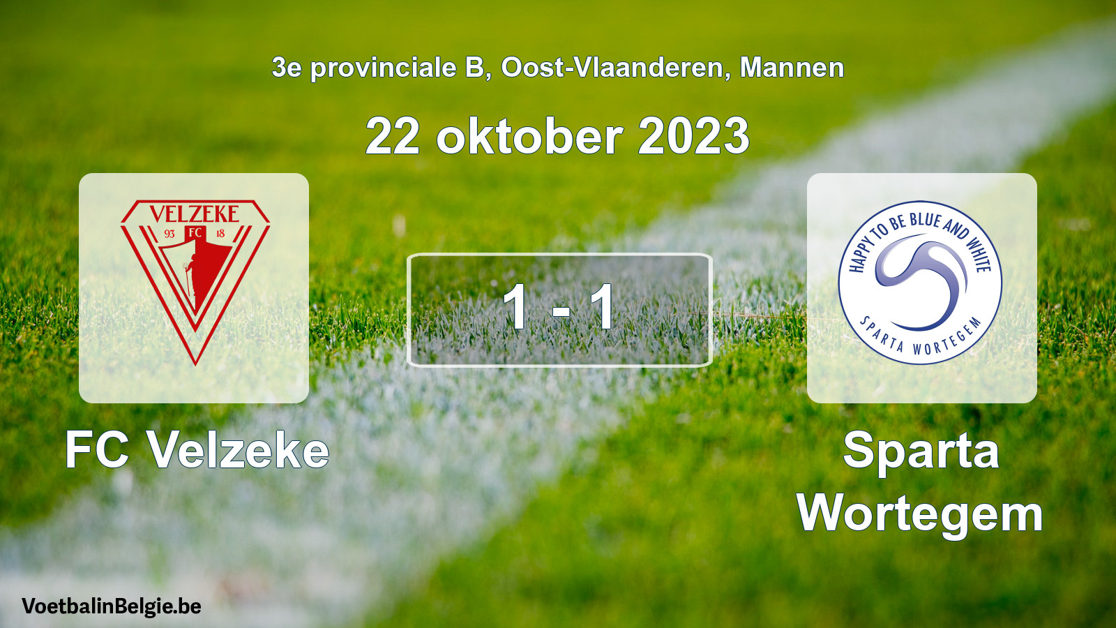 Gespeelde wedstrijd mannenvoetbal: FC Velzeke - Sparta Wortegem 1 - 1 (22 oktober 2023)