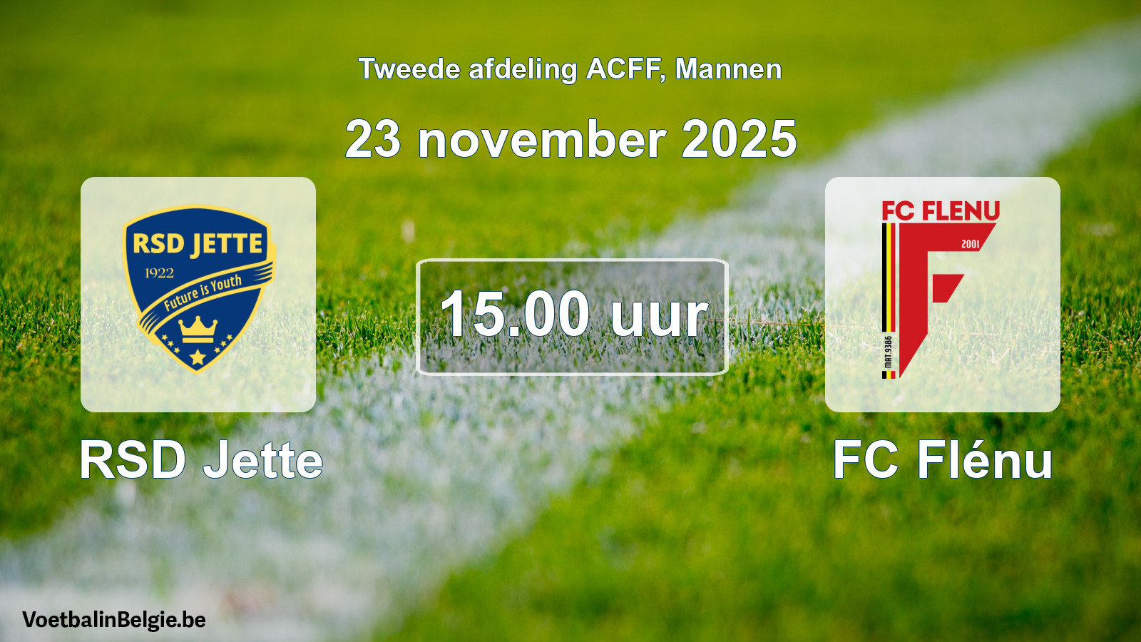 Geplande wedstrijd mannenvoetbal: RSD Jette - FC Flénu (23 november 2025)