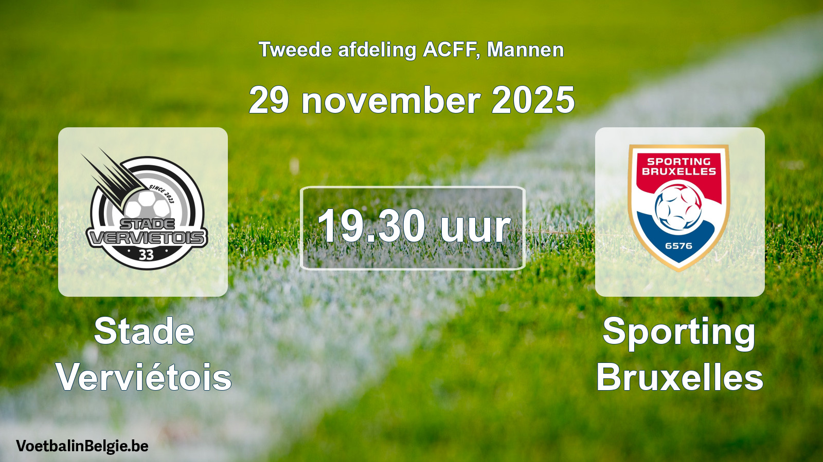 Geplande wedstrijd mannenvoetbal: Stade Verviétois - Sporting Bruxelles (29 november 2025)