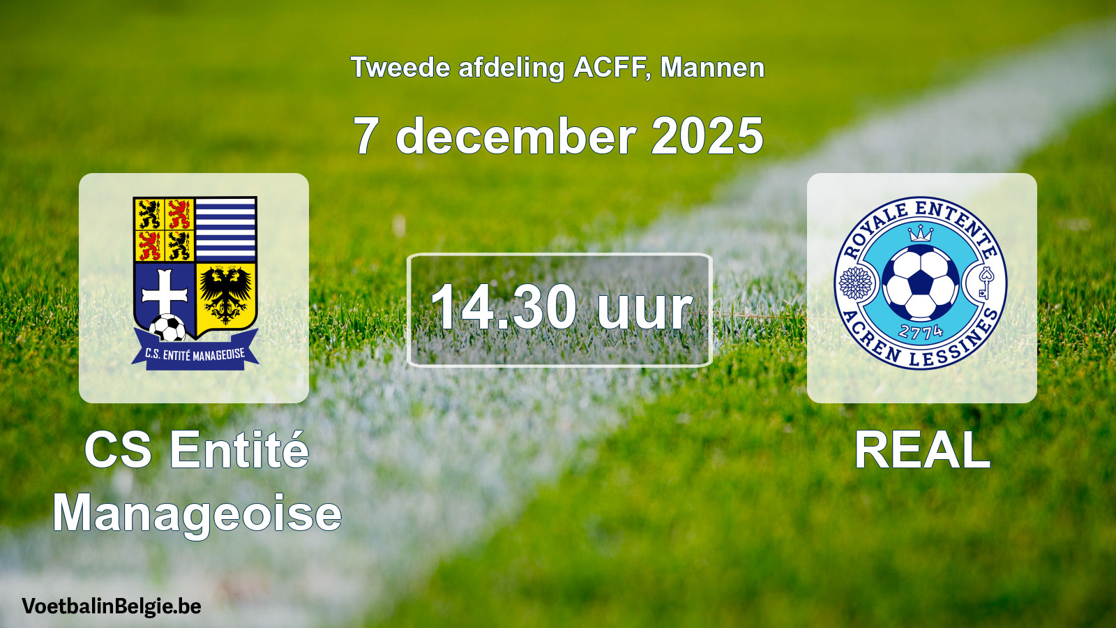 Geplande wedstrijd mannenvoetbal: CS Entité Manageoise - REAL (7 december 2025)