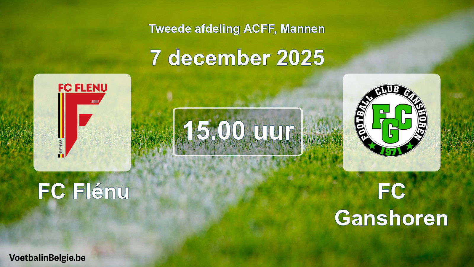 Geplande wedstrijd mannenvoetbal: FC Flénu - FC Ganshoren (7 december 2025)