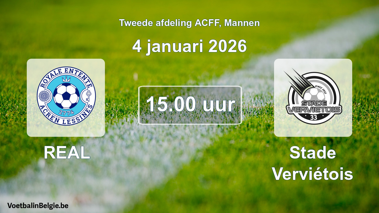 Geplande wedstrijd mannenvoetbal: REAL - Stade Verviétois (4 januari 2026)