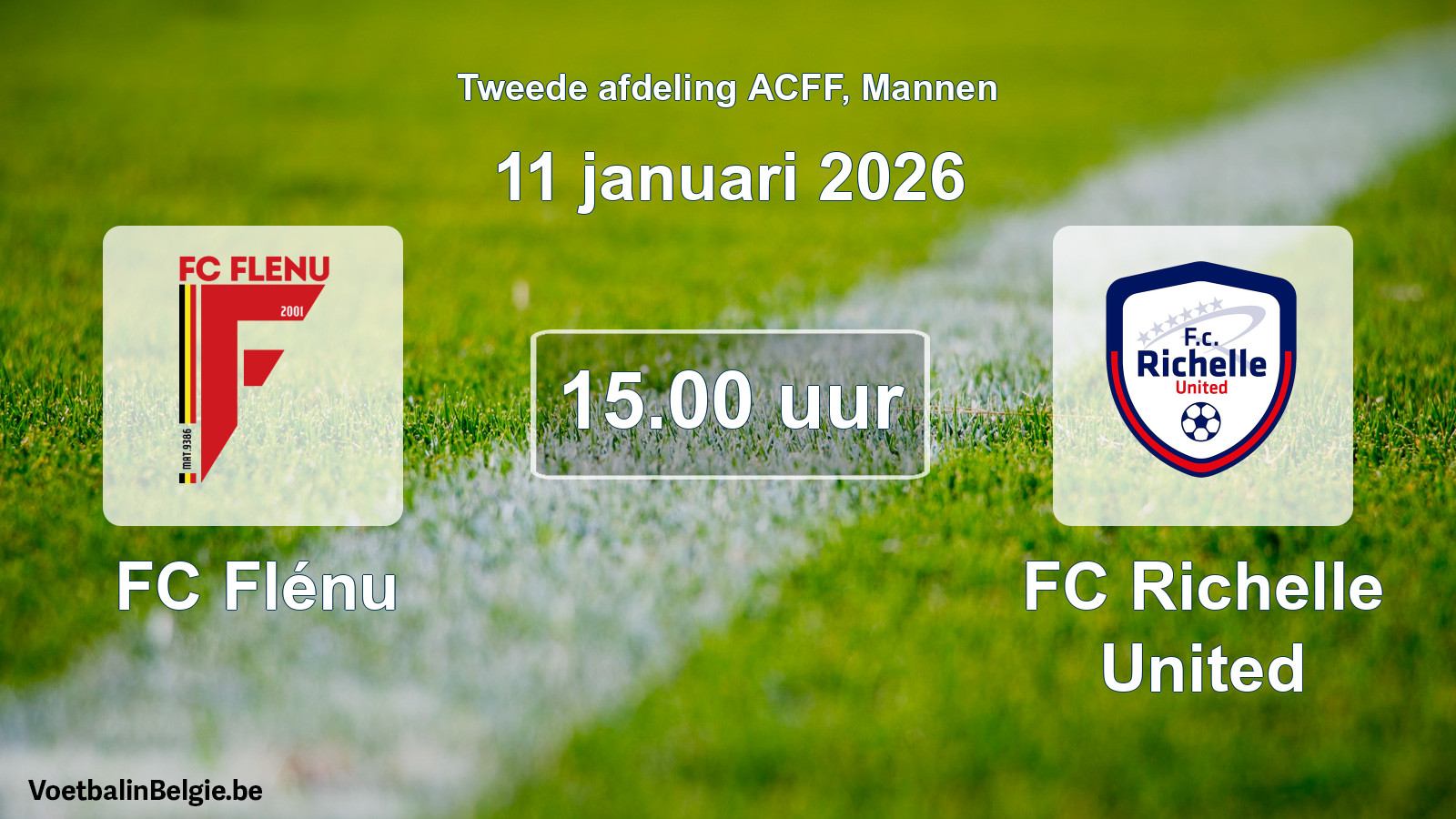 Geplande wedstrijd mannenvoetbal: FC Flénu - FC Richelle United (11 januari 2026)