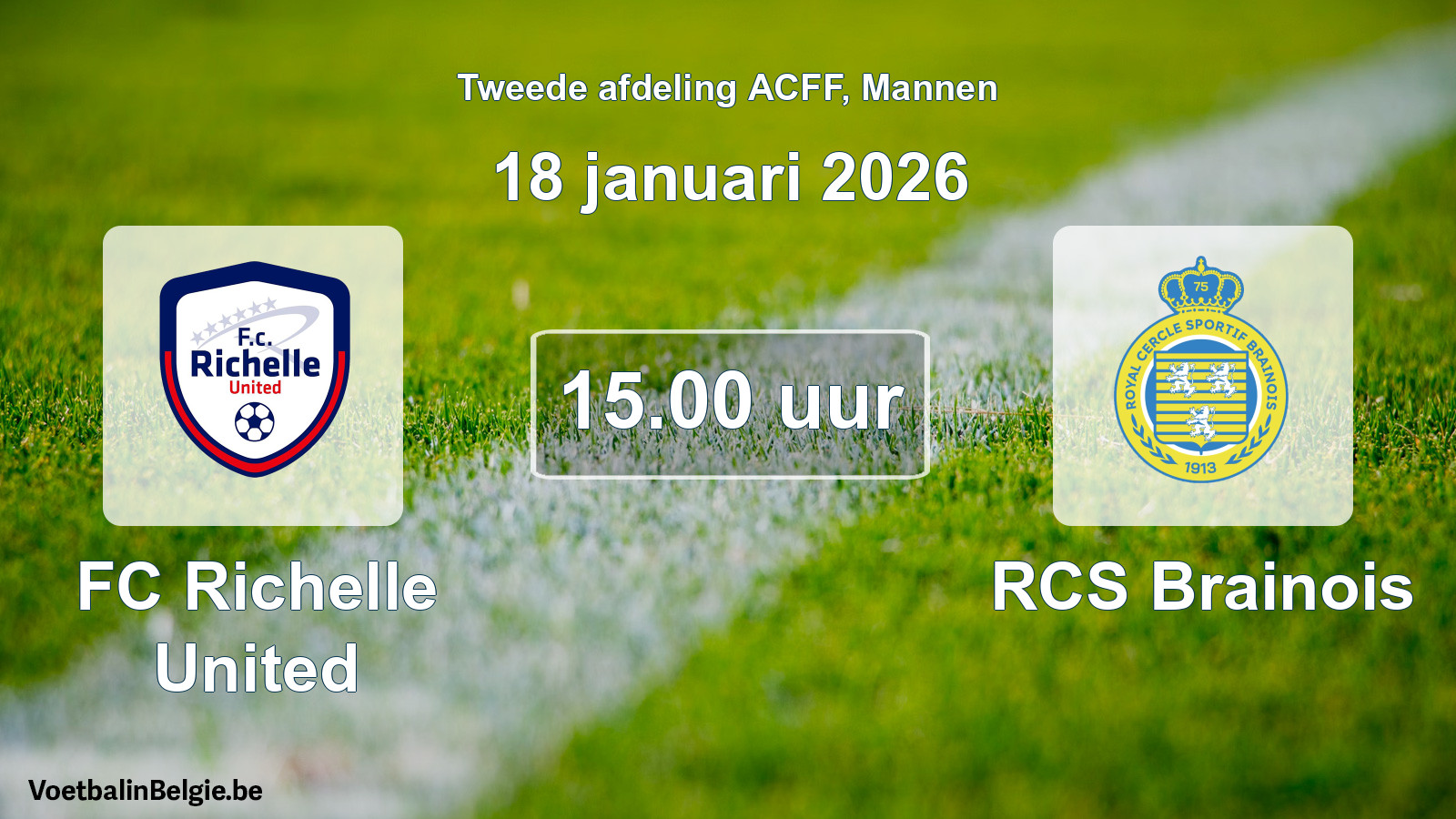 Geplande wedstrijd mannenvoetbal: FC Richelle United - RCS Brainois (18 januari 2026)