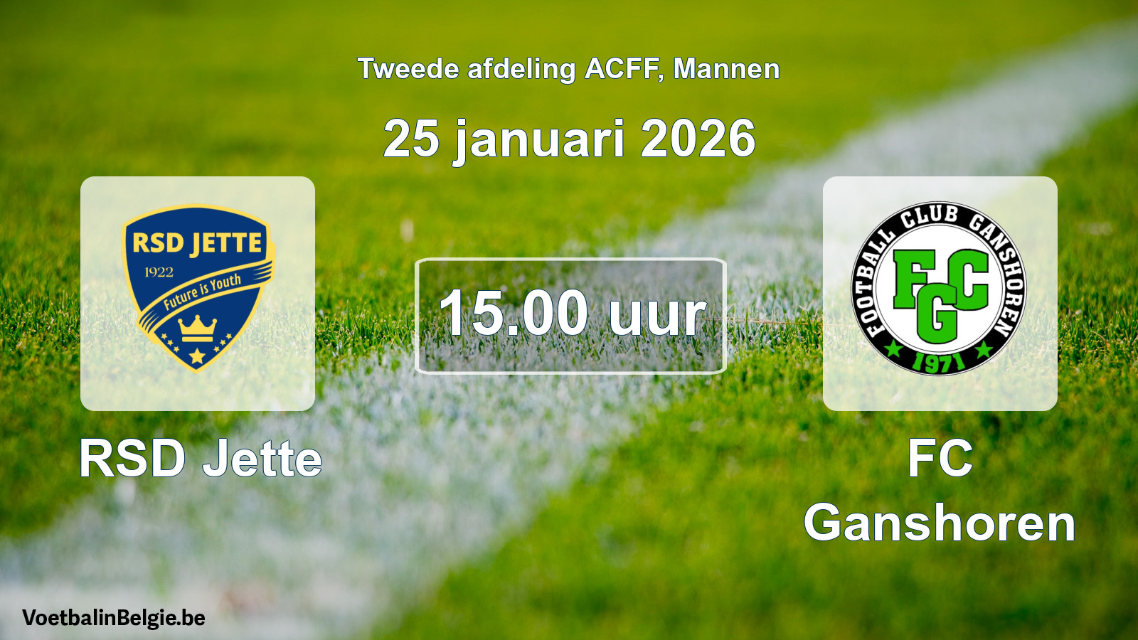 Geplande wedstrijd mannenvoetbal: RSD Jette - FC Ganshoren (25 januari 2026)