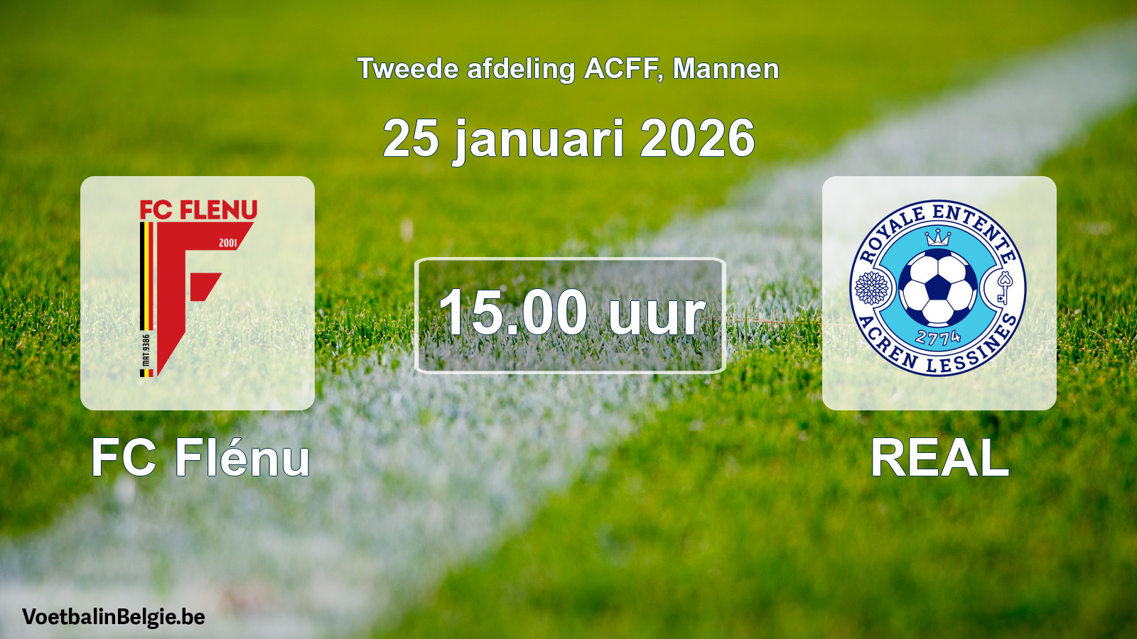 Geplande wedstrijd mannenvoetbal: FC Flénu - REAL (25 januari 2026)
