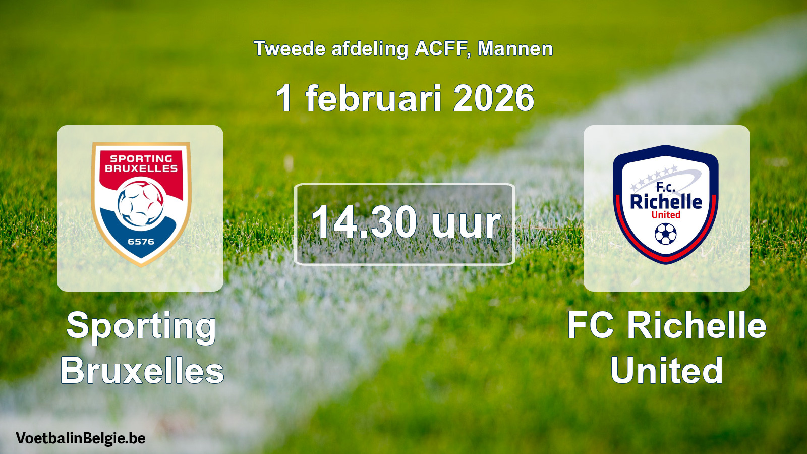 Geplande wedstrijd mannenvoetbal: Sporting Bruxelles - FC Richelle United (1 februari 2026)