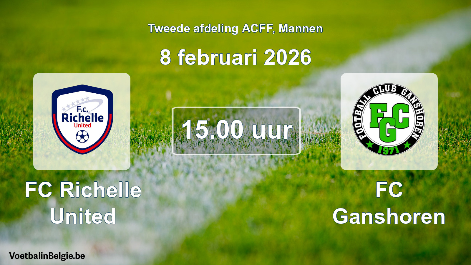 Geplande wedstrijd mannenvoetbal: FC Richelle United - FC Ganshoren (8 februari 2026)
