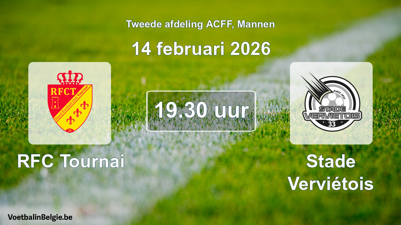 Geplande wedstrijd mannenvoetbal: RFC Tournai - Stade Verviétois (14 februari 2026)
