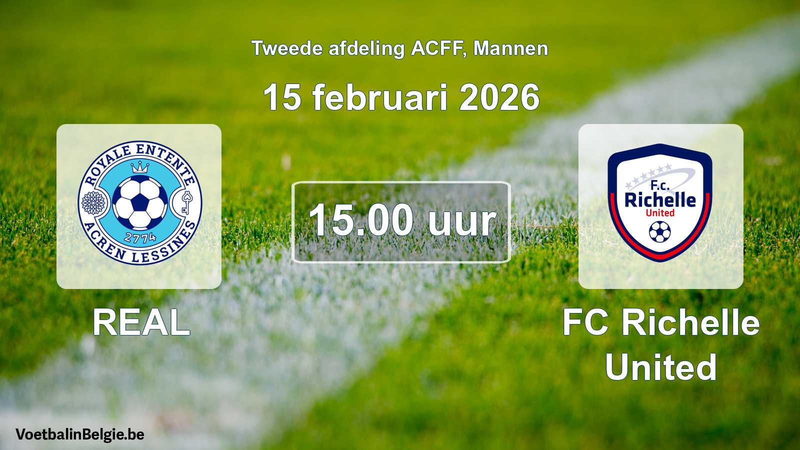Geplande wedstrijd mannenvoetbal: REAL - FC Richelle United (15 februari 2026)